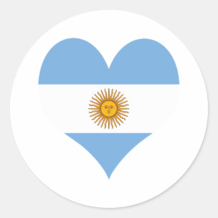 Argentina flag heart classic round sticker