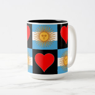Argentina Flag Heart Pattern Patriotic Argentine Two-Tone Coffee Mug
