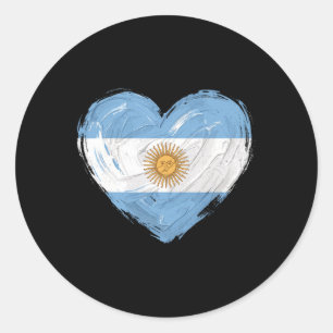 Argentina Flag Heart Soccer Footll Supporter Classic Round Sticker