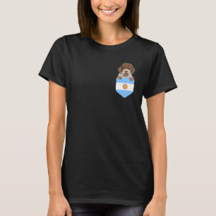 Argentina Flag Lagotti Romagnoli Dog In Pocket T-Shirt