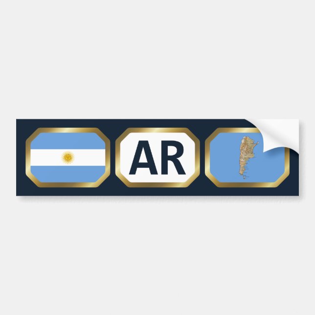 Argentina Flag Map Code Bumper Sticker (Front)