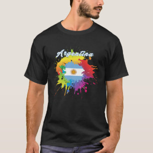 Argentina Flag Pride Gay Colorful Splash Argentini T-Shirt