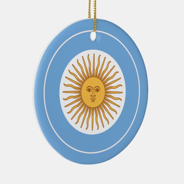 Argentina Flag Roundel, Round Argentine Flag Ceramic Tree Decoration (Right)
