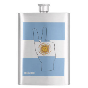 Argentina Flag Victory Sign Patriotic Hip Flask
