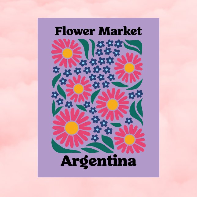 Argentina Flower Market Pink Daisy & Blue Meadow Postcard (Argentina Flower Market Pink Daisy & Blue Meadow Postcard
)