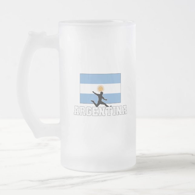 Argentina Football Soccer National Team Glass Frosted Glass Beer Mug (Left)