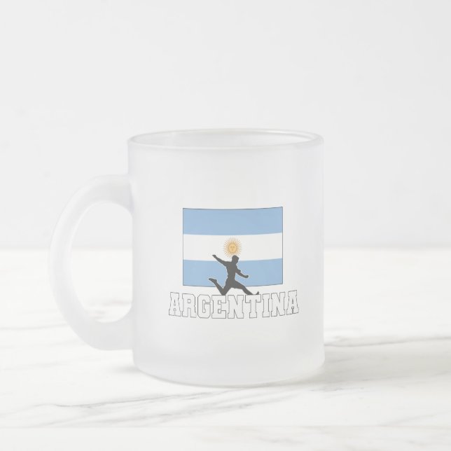 Argentina Football Soccer National Team Glass Frosted Glass Coffee Mug (Left)