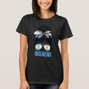 Argentina Girl Messy Hair Bun Argentinian Girl Fan T-Shirt