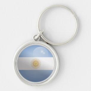 Argentina Glossy Circle Flag Key Ring