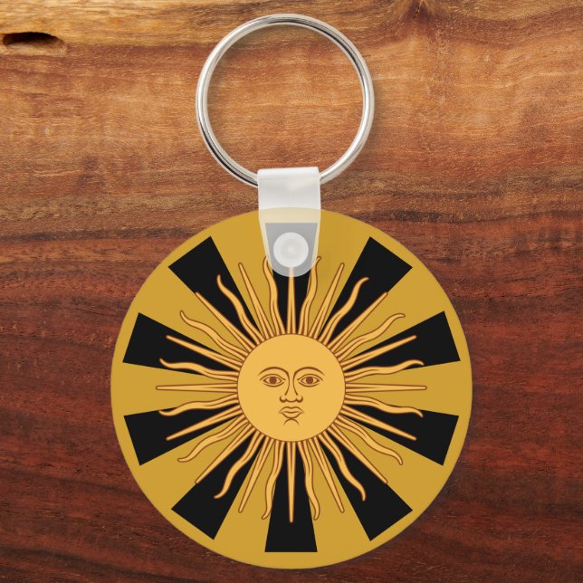 Argentina Golden Sun, Sol de Mayo fashion Key Ring (Front)