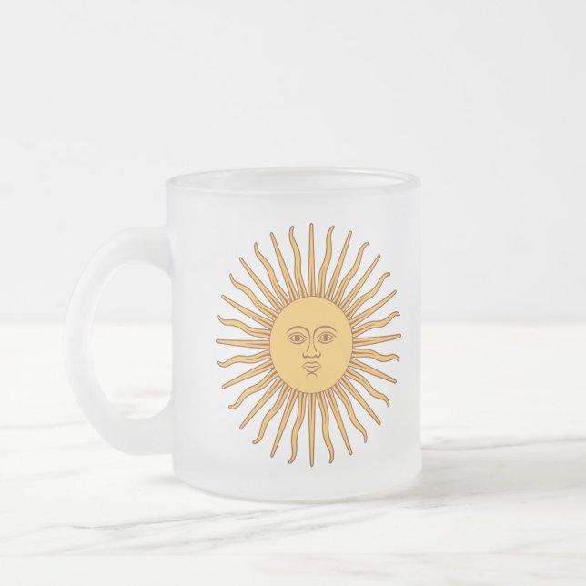 Argentina Golden Sun, Sol de Mayo Frosted Glass Coffee Mug (Left)