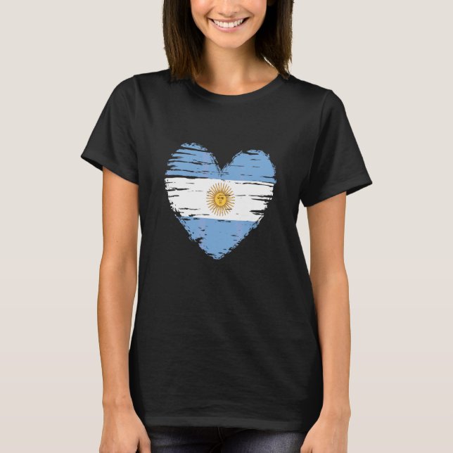 Argentina Heart Argentinian Flag Argentinian Pride T-Shirt (Front)