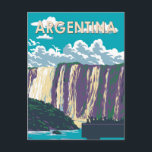 Argentina Iguazu National Park Travel Art Vintage Postcard<br><div class="desc">Argentina vector art design. Within the park on the Iguazú River,  the renowned Iguazú Falls encompasses many separate cascades,  including the iconic Garganta del Diablo or “Devil’s Throat.”</div>