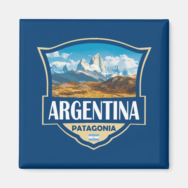Argentina Illustration Retro Badge Magnet (Front)