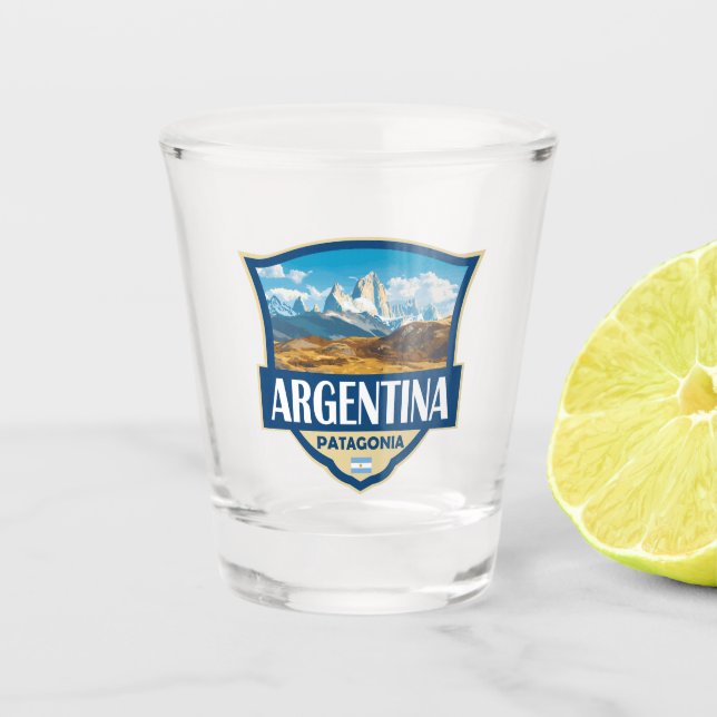 Argentina Illustration Retro Badge Shot Glass (Front)