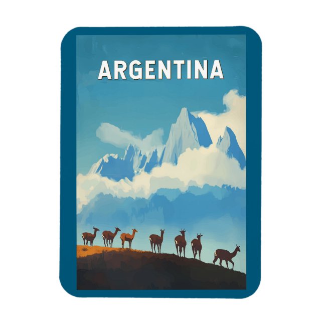 Argentina Illustration Travel Art Vintage Magnet (Vertical)