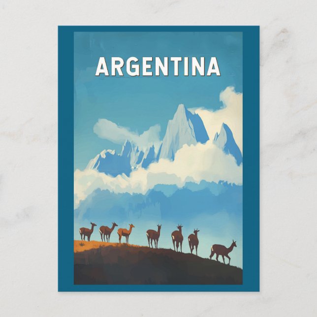 Argentina Illustration Travel Art Vintage Postcard (Front)