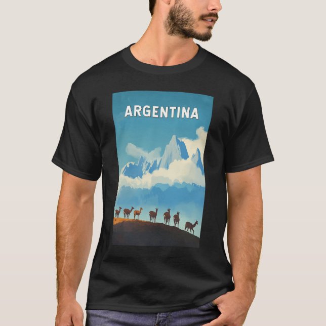 Argentina Illustration Travel Art Vintage T-Shirt (Front)