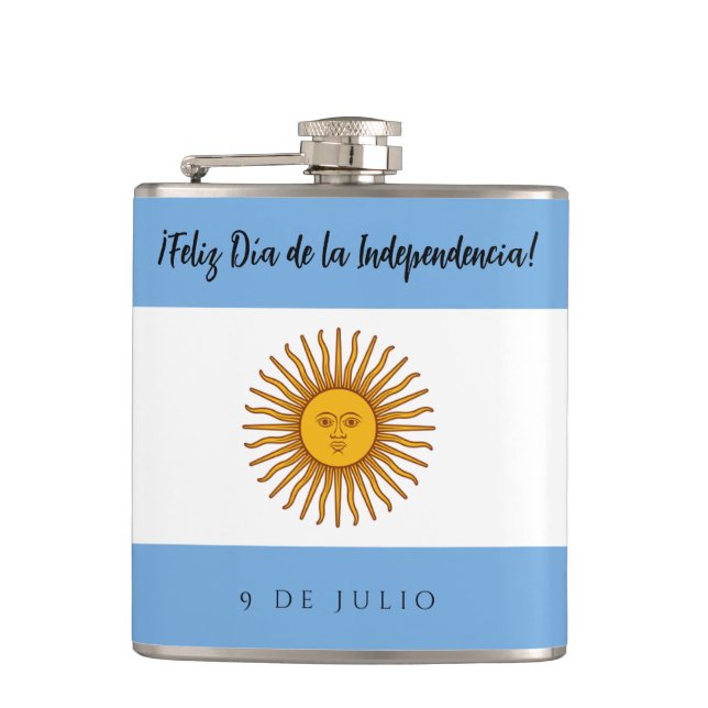 Argentina Independence Day Flag Hip Flask (Front)
