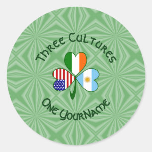 Argentina Ireland USA Shamrock Flag Personalised Classic Round Sticker