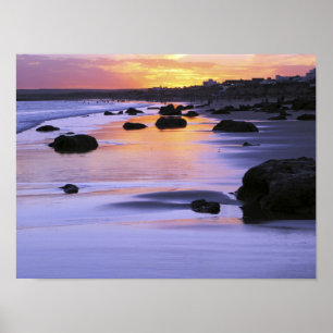 Argentina, Las Grutas. The beach at sunset. Poster