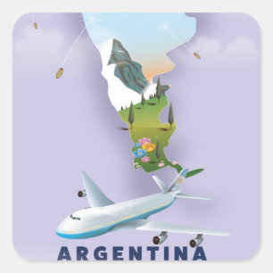Argentina Map Travel poster Square Sticker