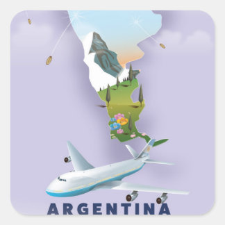 Argentina Map Travel poster Square Sticker