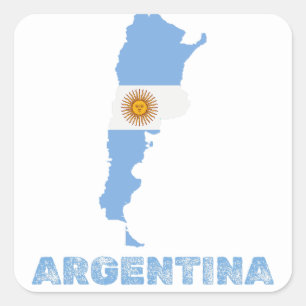 Argentina Map with name Square Sticker