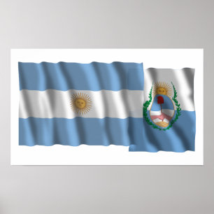 Argentina & Mendoza waving flags Poster