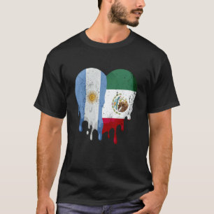 Argentina Mexico Flag Heart Citizen Grown Patriot  T-Shirt