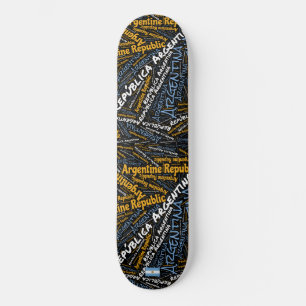 Argentina National Pride Wordcloud Skateboard