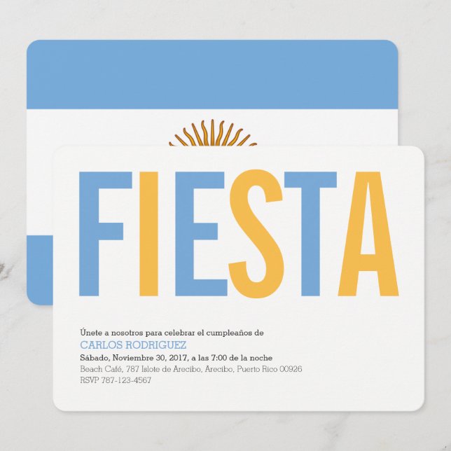 Argentina Party Invitation (Front/Back)