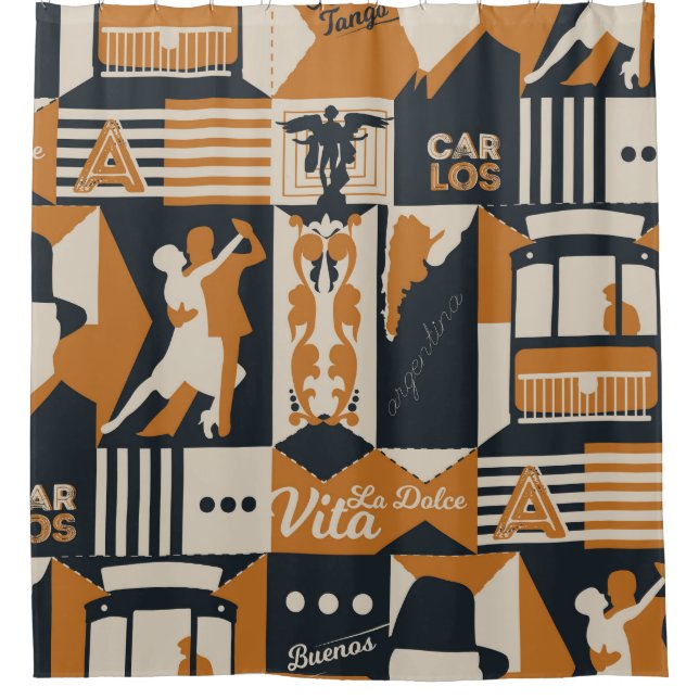 argentina pattern seamless design illustration shower curtain (Front)