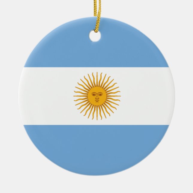 Argentina Plain Flag Ceramic Tree Decoration (Front)