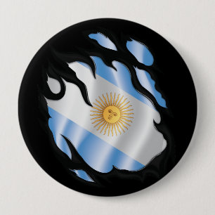 Argentina Ripped Flag 10 Cm Round Badge