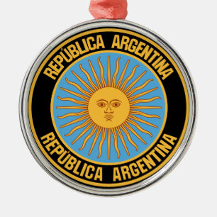 Argentina Round Emblem Metal Tree Decoration