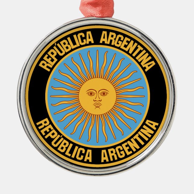 Argentina Round Emblem Metal Tree Decoration (Front)
