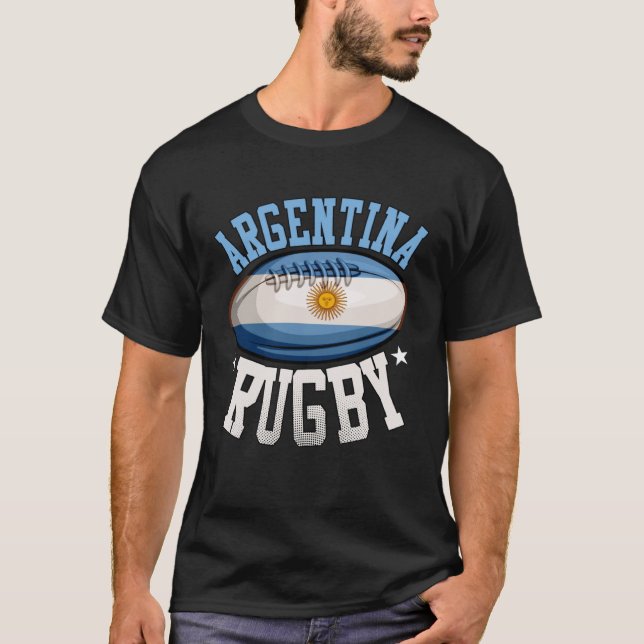 Argentina Rugby Sports Player  Argentine Fan T-Shirt (Front)