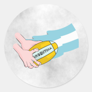 Argentina Rugby Team Supporters Flag With Ball Classic Round Sticker