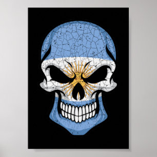 Argentina Smiling Skull Flag Poster