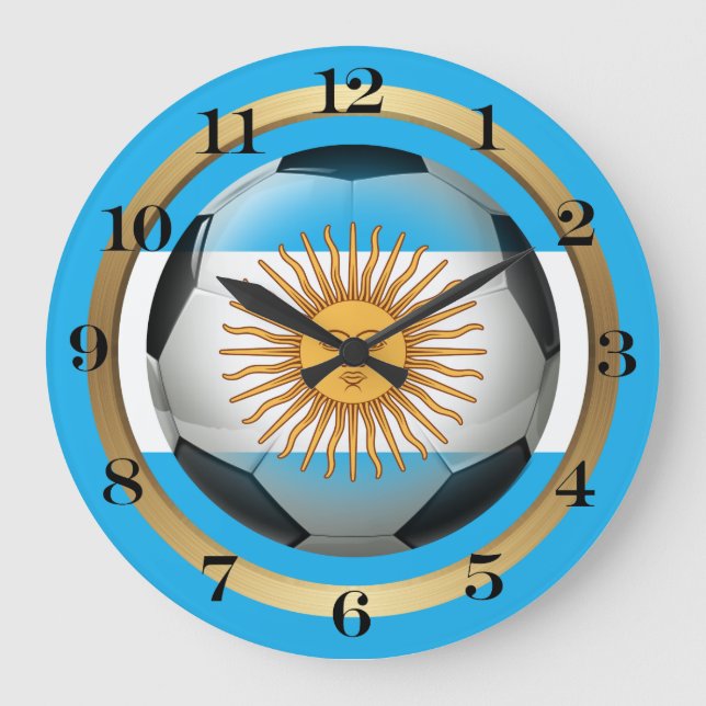 Argentina Soccer Ball Large Clock (Front)