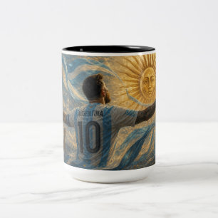 Argentina Soccer Celebration Under the Rising Sun Two-Tone Coffee Mug