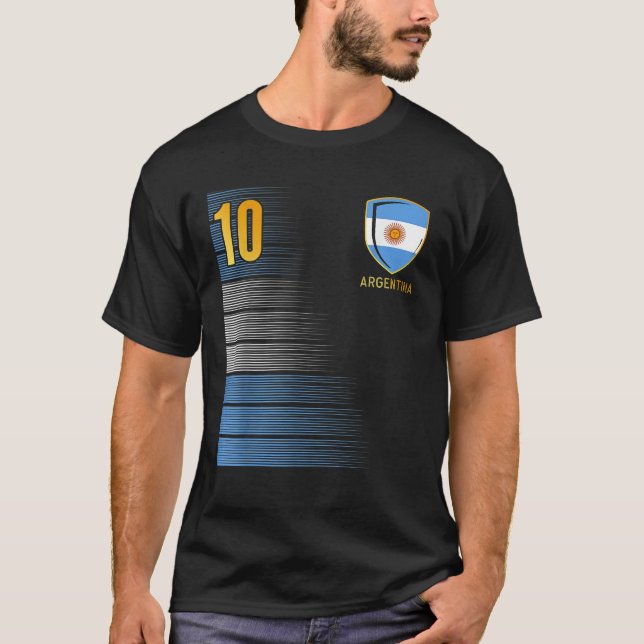 Argentina Soccer Fans Jersey Argentinian Flag Foot T-Shirt (Front)