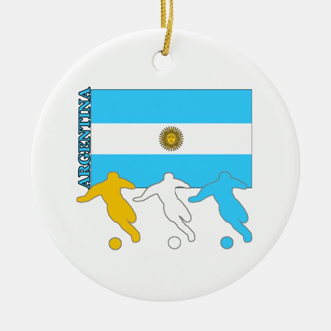 Argentina Soccer Players Ceramic Tree Decoration (Front)