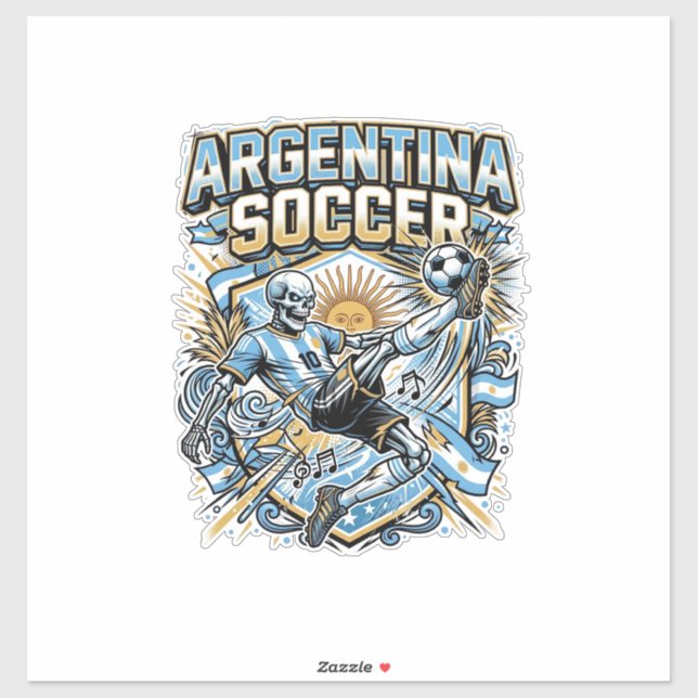 Argentina Soccer Skeleton Striker Nations Poster S (Sheet)