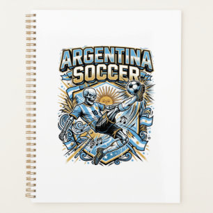 Argentina Soccer Skeleton Striker Nations Poster S Planner