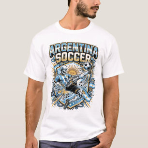 Argentina Soccer Skeleton Striker Nations Poster S T-Shirt
