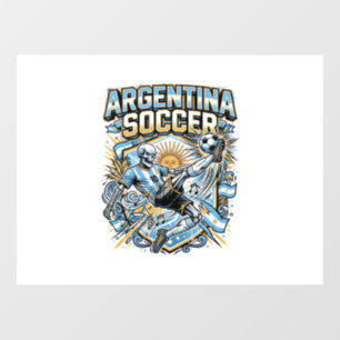 Argentina Soccer Skeleton Striker Nations Poster S Window Cling