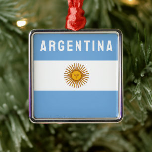 Argentina South America Flag Buenos Aires Metal Tree Decoration