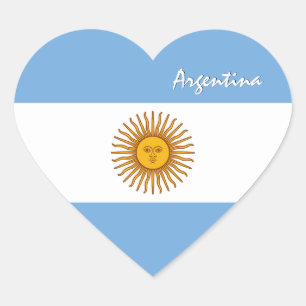 Argentina Sticker, Heart, Patriotic Argentina Flag Heart Sticker